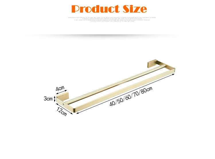 Полотенце бар двойные стержни Золотая кисть SUS304 из нержавеющей стали полотенцесушитель в ванную держатель для полотенец настенное крепление, Beelee BA19302BG