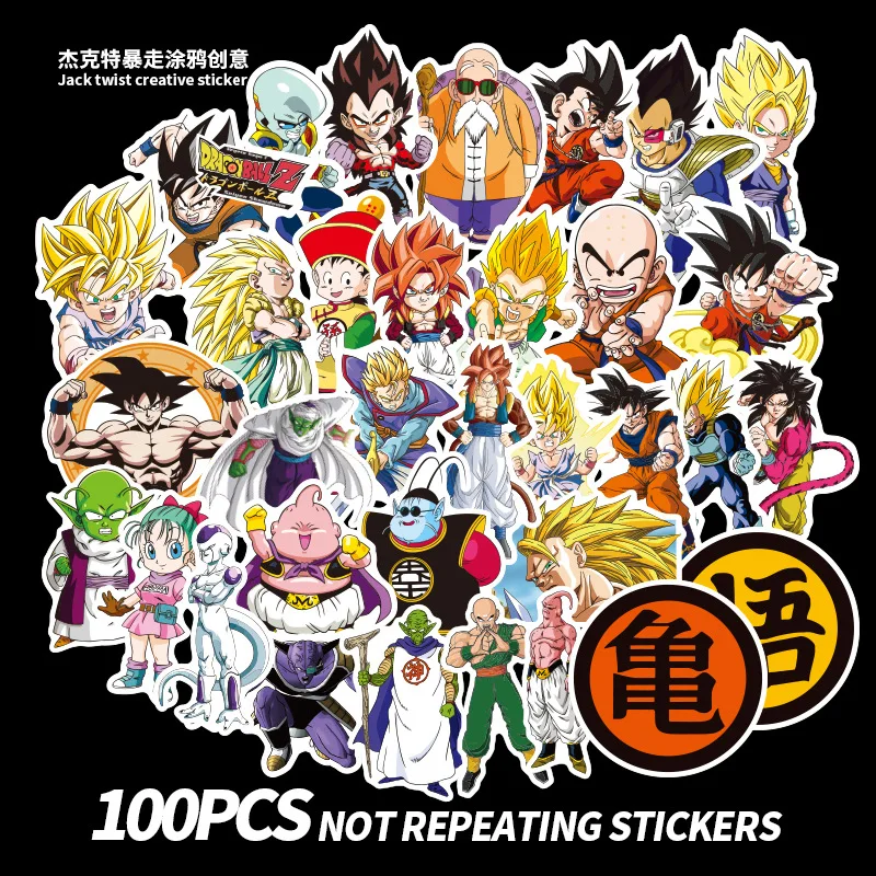 100 шт. наклейки с драконом Супер Saiyan Goku Наклейка для сноуборда багажа автомобиля