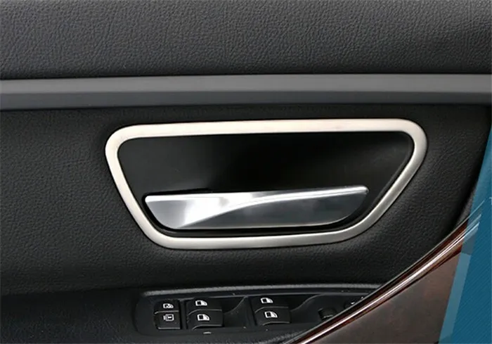 Stainless steel door handles frame cover trim interior sequins doorknob box decorative strips 3D sticker for BMW 3 series f30 316i 320 (6)