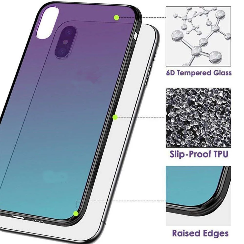 Luxury Gradient 9H Tempered Glass Phone Case Cover sFor Xiaomi Mi 9 A1 8 Lite Redmi Note 7 6 Pro F1 S2 6A 5 Plus Soft Frame Capa (4)