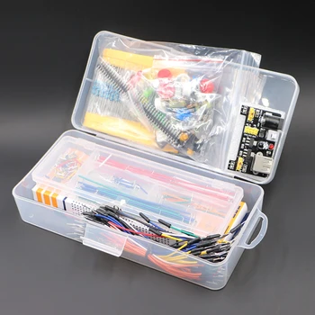 

generic parts package + 3.3V/5V power module+MB-102 830 points Breadboard +65 Flexible cables+ jumper wire box