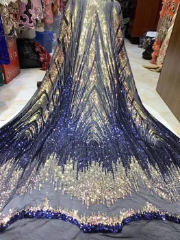 

African Sequins Lace Fabric 2019 High Quality Lace French Sequence Tulle Lace Nigerian Lace Fabrics For Wedding