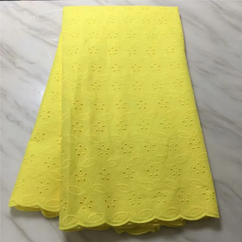

HFX Yellow Swiss Voile Lace in Switzerland Nigerian Lace Fabrics Polish Embroidery Lace African Dry Cotton Lace Fabric L235-3