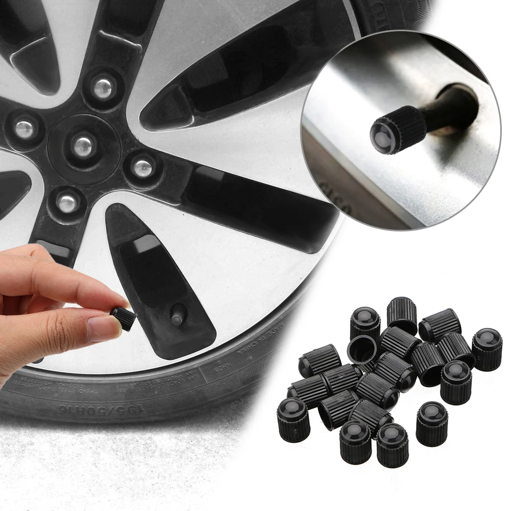 20Pcs/Lot Plastic Car Tyre Air Valve Caps Black Motorcycle Bicycle Tire