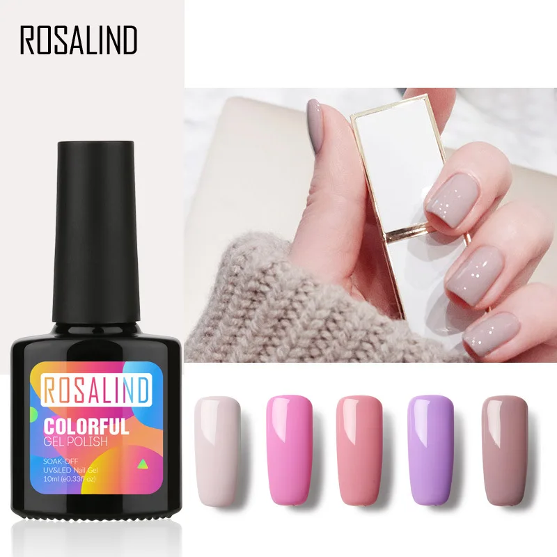 

ROSALIND Nude Solid Color Gel Nail Polish Soak-off Gel Varnish Lacquer Nails Art Black Bottle Beauty Nail Polish Gel Varnishes
