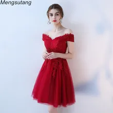 Халат de soiree на шнуровке с плеча Короткие вечерние платья элегантные кружева с Бисер лук Банкетный официальная Вечеринка платье для выпускного вечера