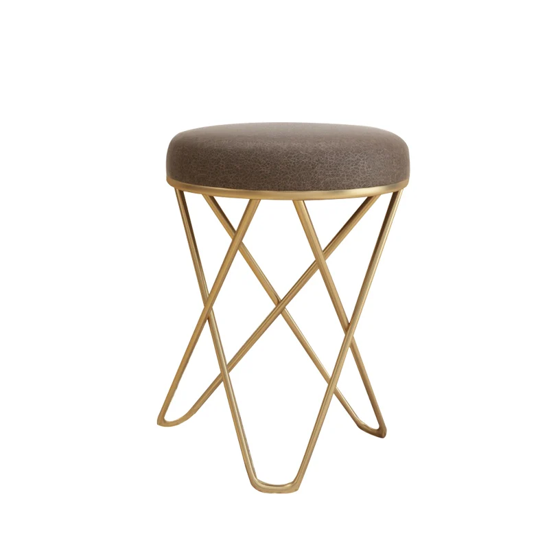 

Iron Makeup Stool Gold Dressing Chair Nordic Modern Simple Small Stool Fitting Room Bedroom Cute Stool Card Holder