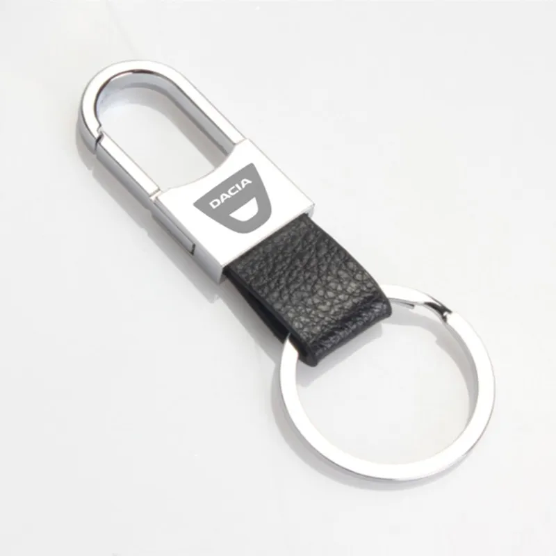 

3D Fashoin Alloy Genuine Leather Car Keyring Emblem Badge Key Ring For Dacia Duster Logan Sandero Lodgy Pads Car Styling