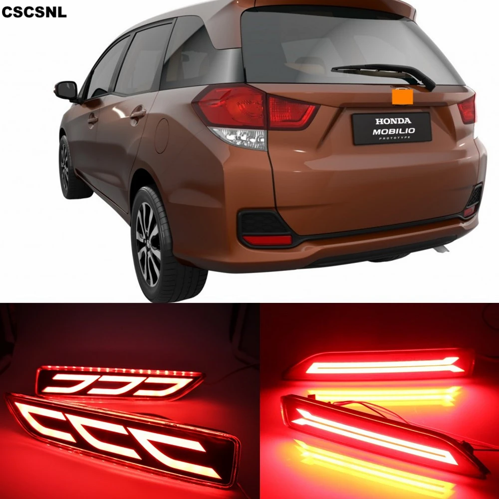 

CSCSNL 2PCS Car LED Tail Rear Fog Lamp Brake Light Reflector Bumper Light Auto Decoration Lamp For Honda Mobilio 2016 2017 2018