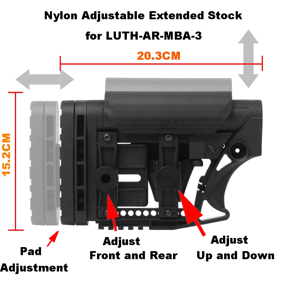 LUTH-AR-MBA-3 Регулируемый Расширенный запас для пневматических пистолетов CS Airsoft Tactical BD556 нейлон приклад приемник коробка передач-черный и песочный