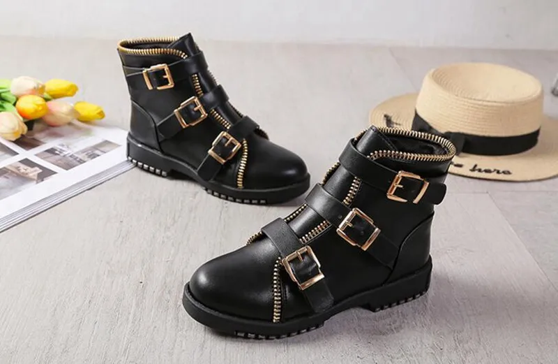 COOTELILI Fashion Zipper Boots Women Shoes Woman Ankle Boots For Women 4cm Heel Winter Autumn Rubber Boots Women 35-40 (8)