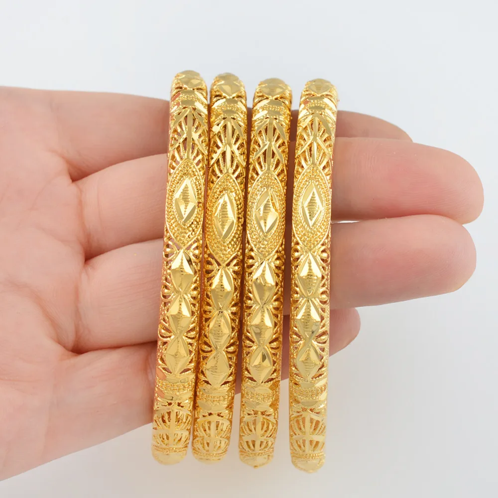 Anniyo 4 шт./лот эфиопская Невеста браслет для женщин золотой цвет браслет в дубайском стиле африканские Арабские Ювелирные изделия необычный подарок#086106