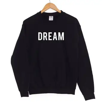 

DREAM Letter Print Women Sweatshirt Jumper Casual Hoodies For Lady Hipster Street Black Gray Drop Ship ZT-17