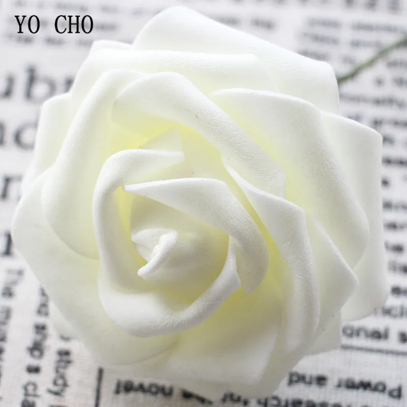 YO CHO 7 голов 8 см искусственные цветы розовые розы Искусственные Розы Розовые Свадебные невесты Букет украшение для дома DIY принадлежности реквизит цветы - Цвет: White