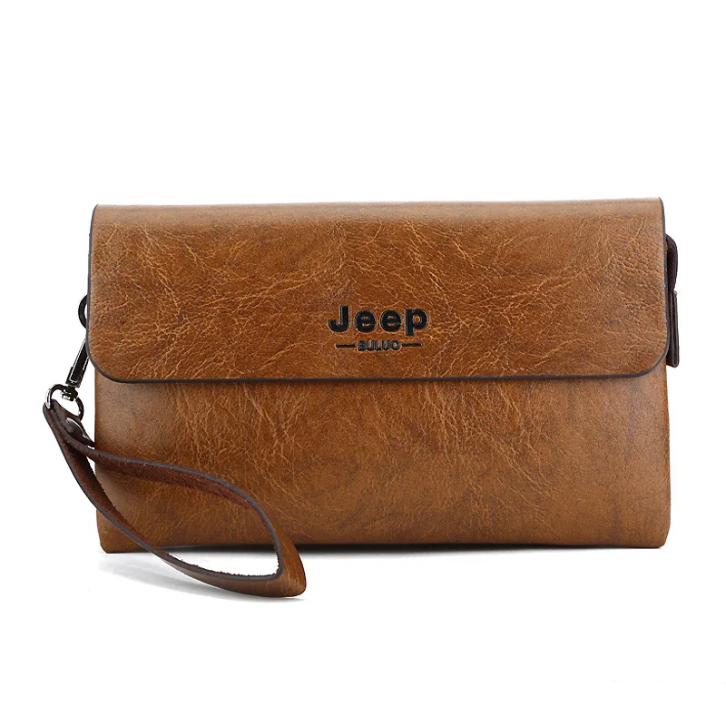 New JEEP Men's Long Purse High Quality Leather Handbag Male Coin Purse