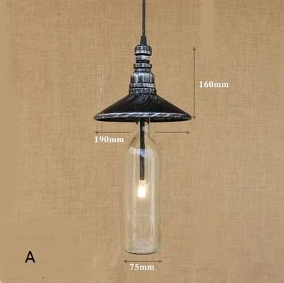 Американская бутылка для воды подвесные светильники кафе бар ресторан кухня персональный стеклянный промышленный коридор кулон lampsGY274 LU1021 - Цвет корпуса: A