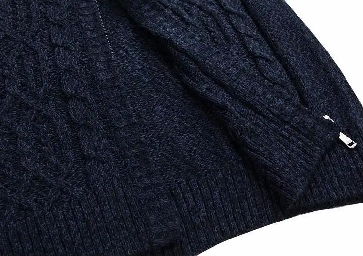 Man Sweater Casual Men cardigan thick cashmere sweater outerwear winter Brand Gray Blue