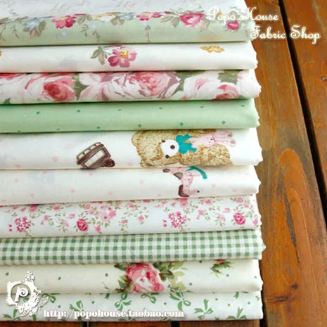 

Free shipping 1pcs 160x50cm /12pcs 22x24cm green Floral poetry volume twill cotton fabric, DIY bedding cloth decoration