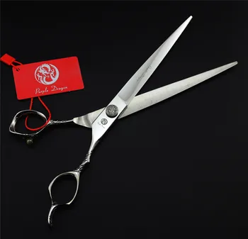 

8.0 inch Professional Pet Grooming Scissors Purple Dragon Large Dog Hair Cutting Straight Scissors Cat Rabbit Hair Remover + Bag
