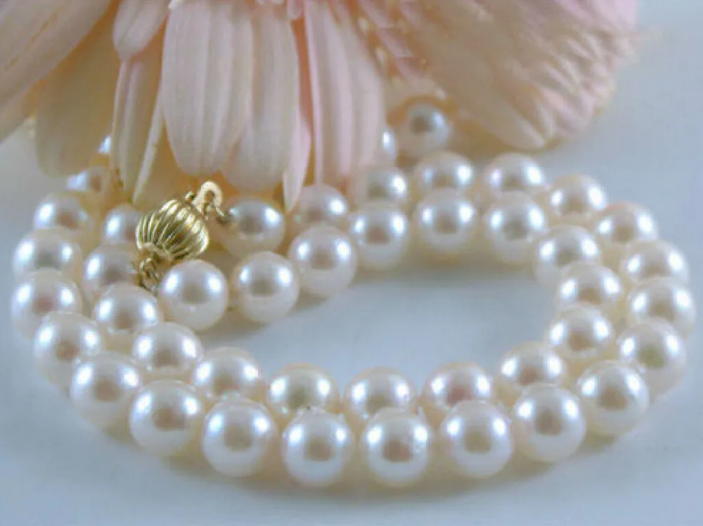 

Free Shipping >>>charming AAA 10-11mm AKOYA White natural Pearl Necklace 18" 14K /20 yellow Golde