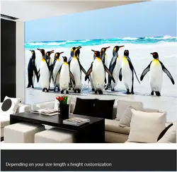Обычный - современный 3D росписи гостиная диван спальня телевизор фоне обоев антарктический пингвин снег животные
