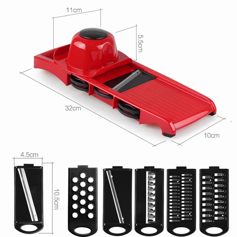 Мандолин резак для овощей с лезвием из нержавеющей стали Многофункциональный кухонный Овощной фруктовый Овощечистка, терка, резка FY0063 - Цвет: Red