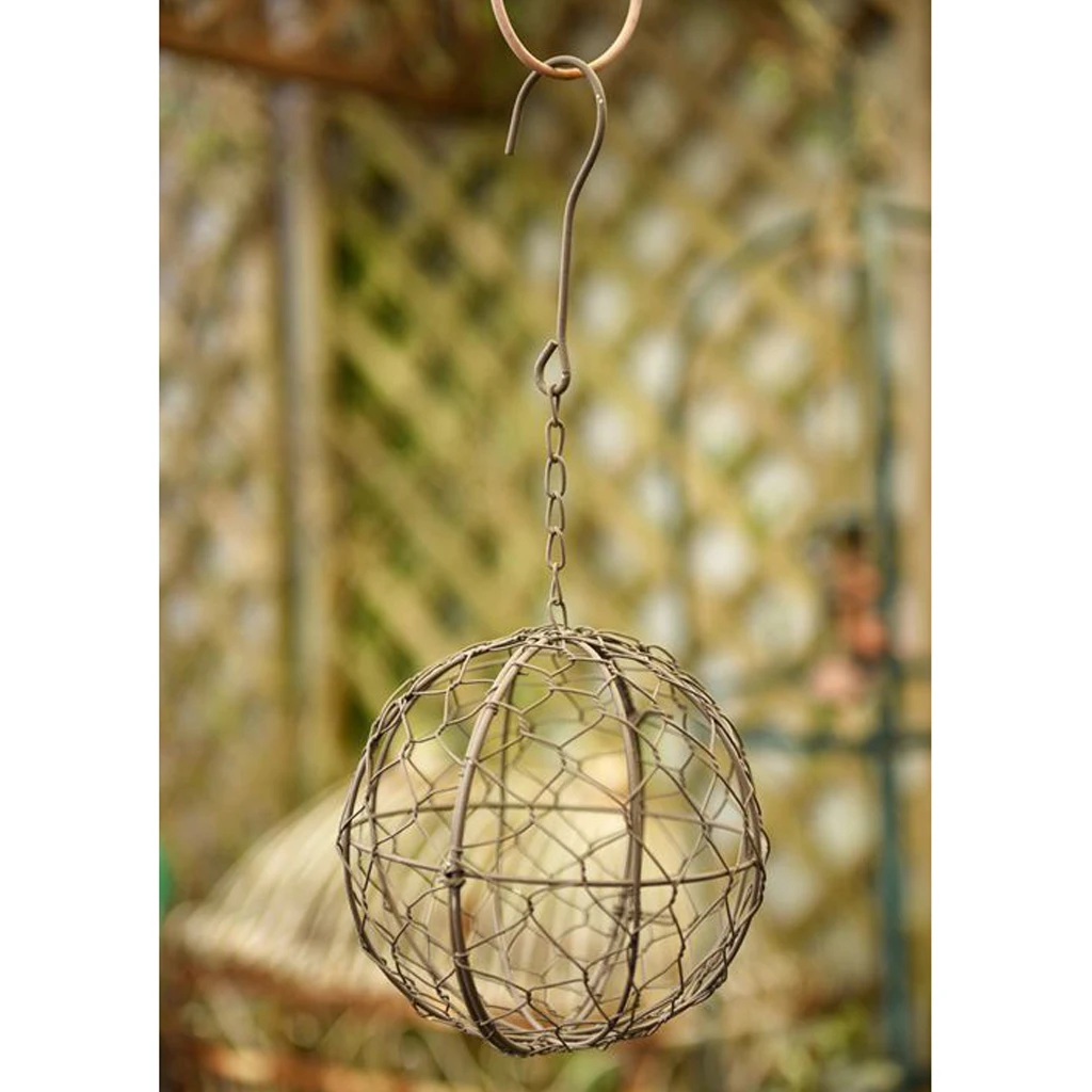 2Pcs 15cm Iron Ball Shape Succulent Pot Metal Hanging Planter Plant Holder