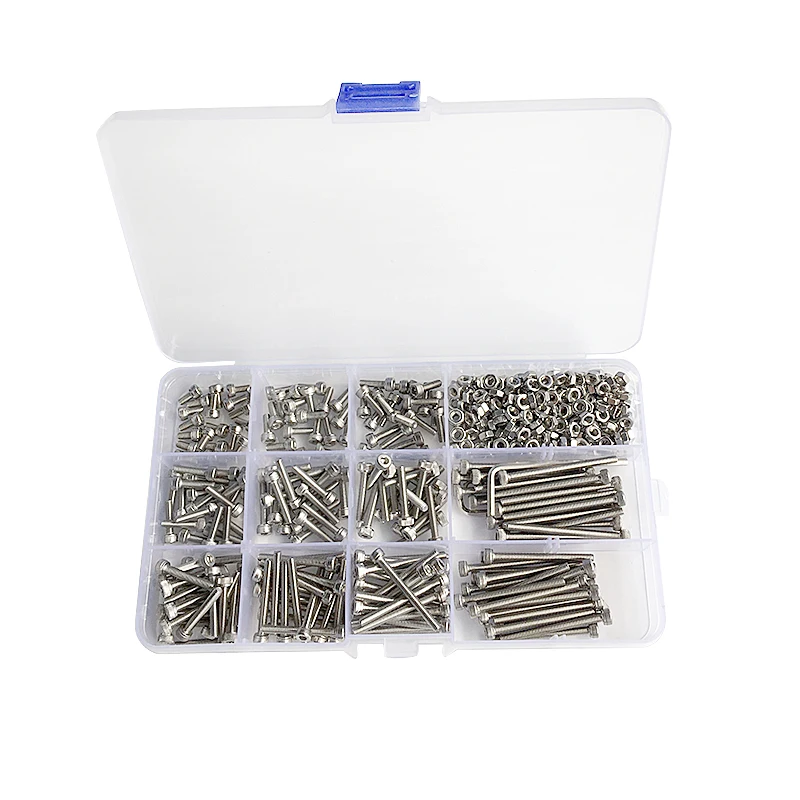 

440pcs/Set M3 Screws Nuts Kits Set Stainless Steel Hex Head Socket Screws and Nuts Assortment+2 Hex Keys P0