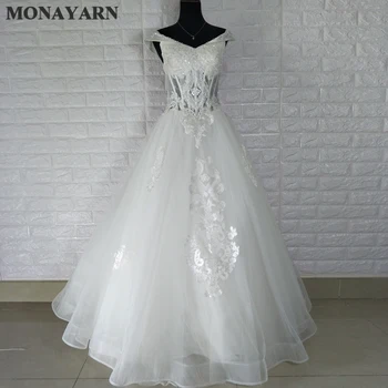 

Fashion wedding dress collar lace pearl wedding dress jersey 2017 sexy white bride dress Vestido De Noiva