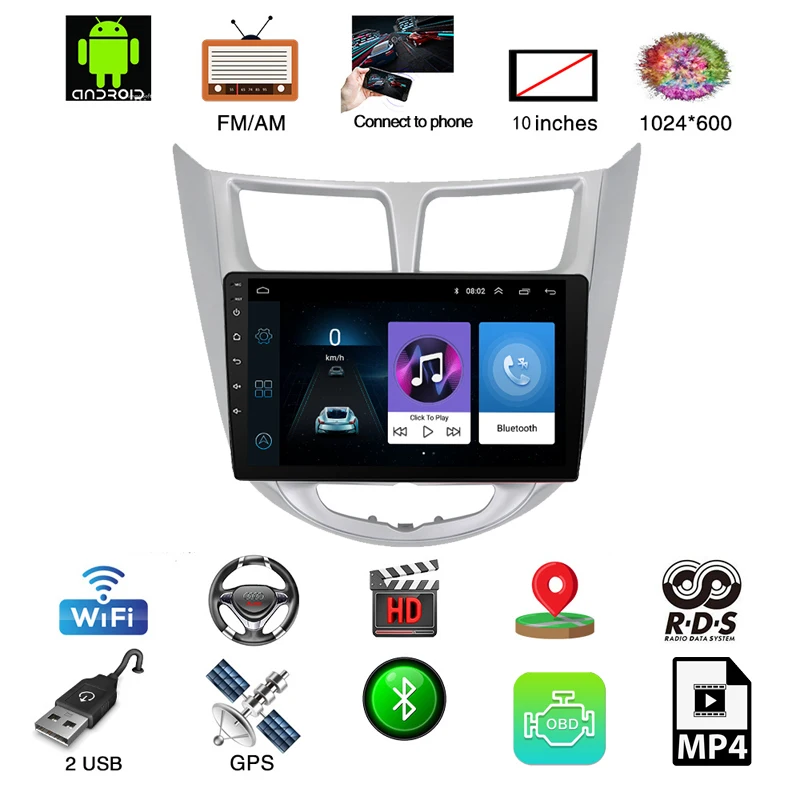 Android 8,1 автомобильный dvd мультимедийный плеер для Solaris и Verna с автомобильным радио видео и навигацией для воспроизведения gps стерео 2011