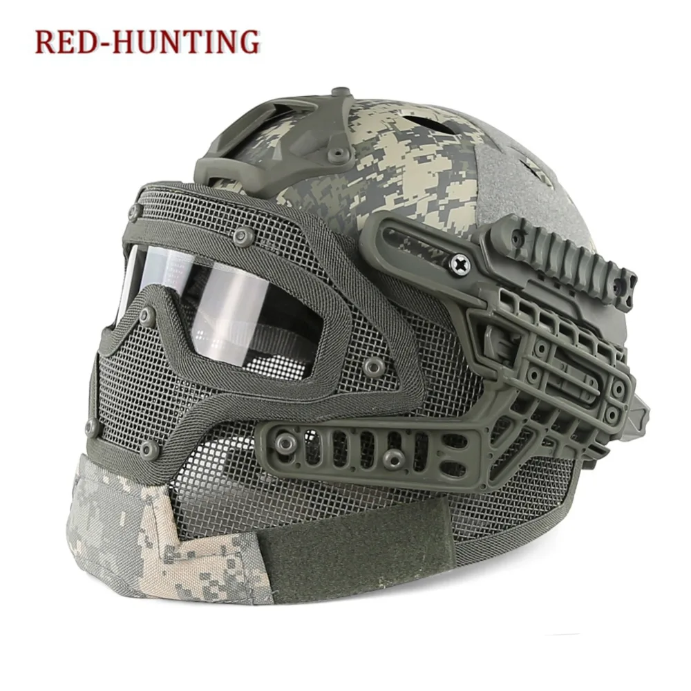 

Swat Helmet Full Face Protective Mask with Goggles Airsoft Paintball Fast Helmet for Outdoor Hunting CS Wargame