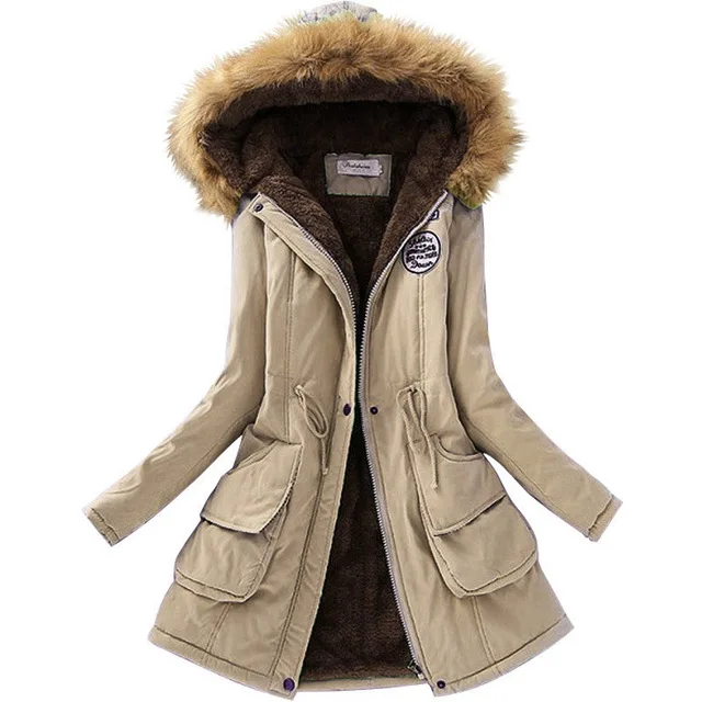

Laamei Women Parka Warm Jackets Fur Collar Coats Women Long Parkas Hoodies Office Lady Cotton Plus SizeAutumn Winter Jacket