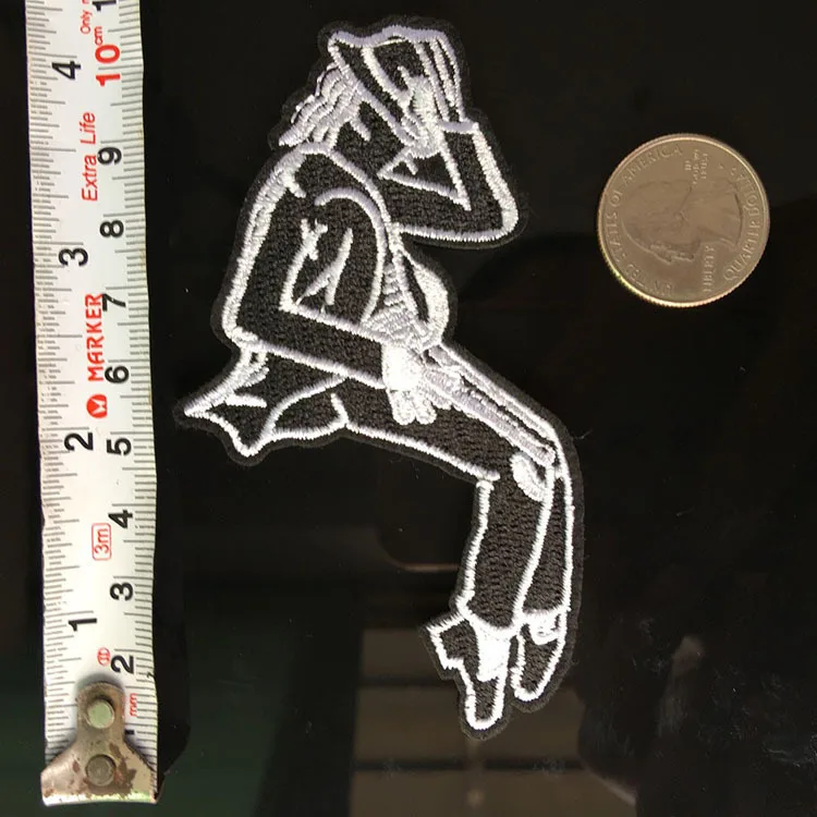 Black Dancing Man Michael Jackson Patches Rock Punk Iron On Embroidered Clothes Appliques For Clothing Stickers Garment Badges