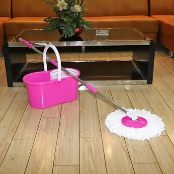 

360 degree rotating mop with bucket and double mop head pink Item E5M1