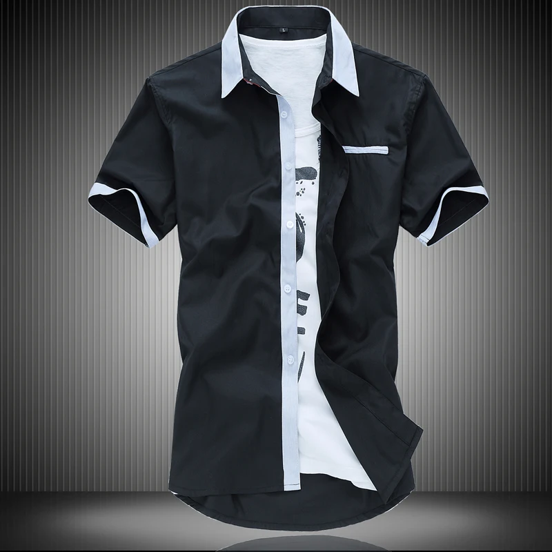 زائد حجم 7xl قمصان رجالي عارضة الأزياء 2016 الصيف كم قصير رجال اللباس قمصان جيب نوعية جيدة الاجتماعية قميص