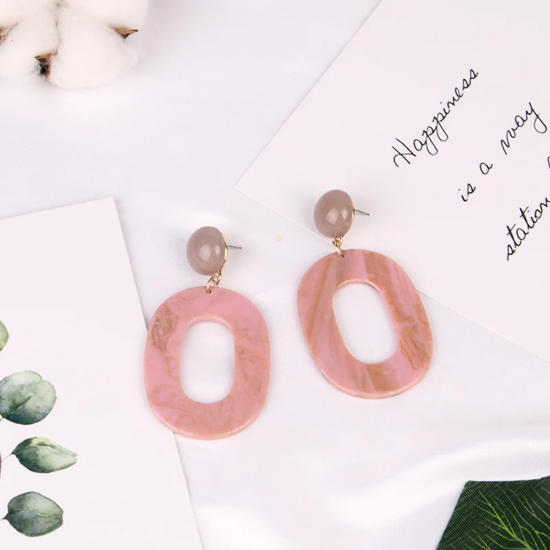GuanLong Trendy Long Acrylic Fashion Earrings for Women Big Circle Geometric Resin Dangling Drop Earring Girls Jewelry Brincos   (3)
