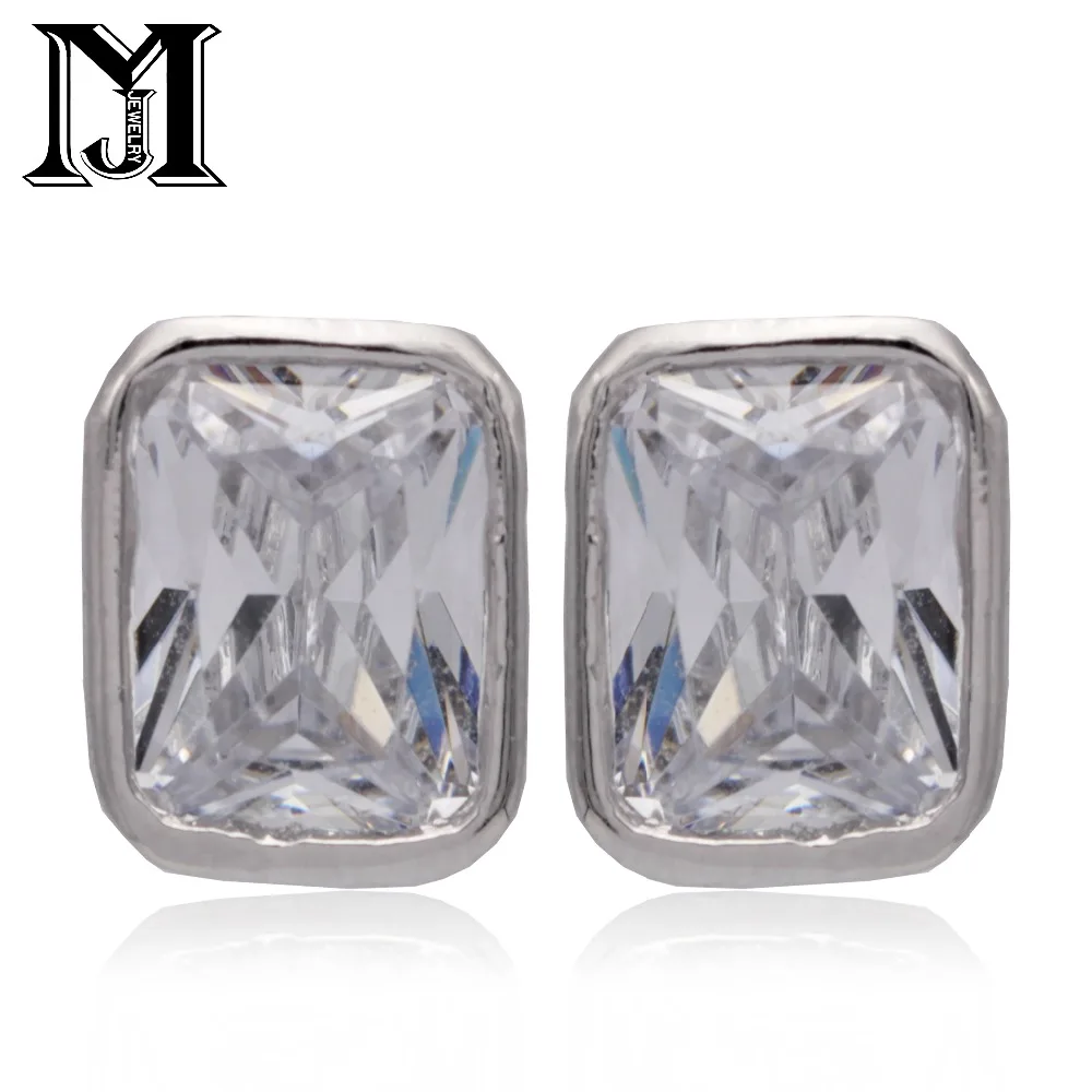 

JiaMu fashion simple square cubic zirconia stud S925 sliver neddle earring ladies gift for wowen party wedding