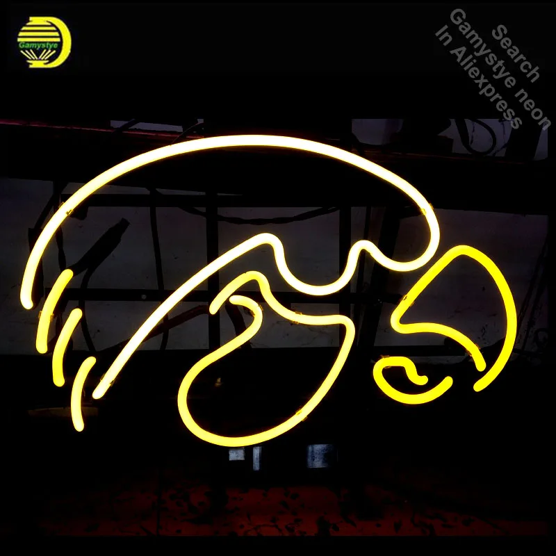 

Neon Sign for NCAA Iowa Hawkeyes Neon Bulb sign handcraft signboard neon light anuncio luminos Neon Home Display Decorative