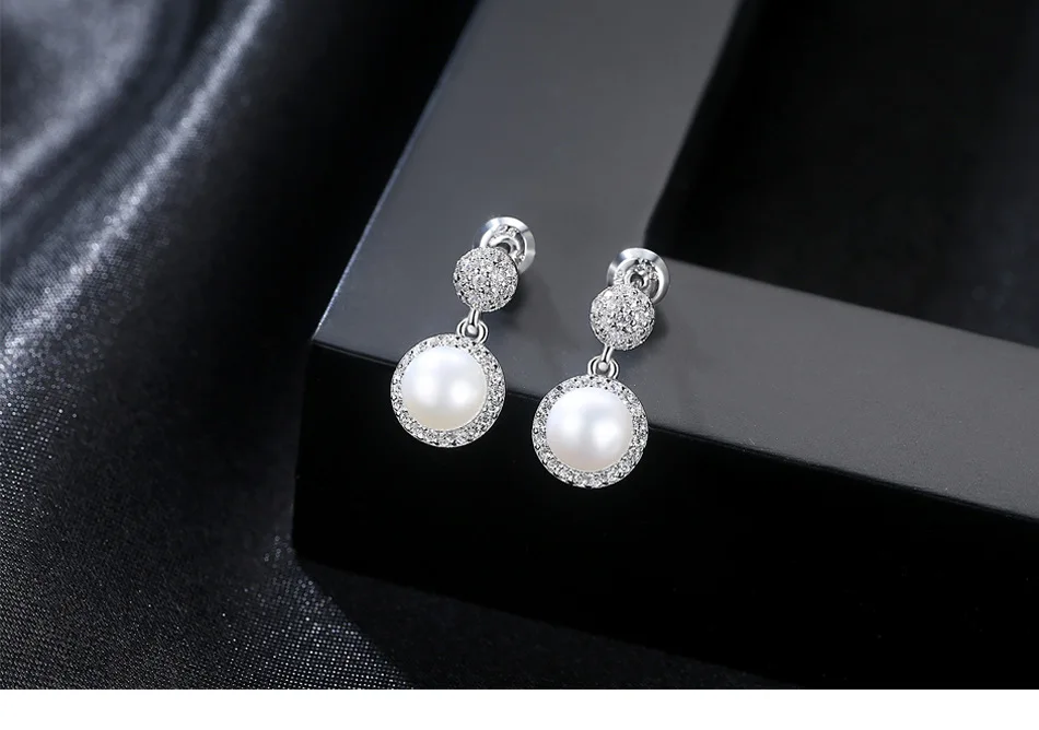 

S925 sterling silver earrings natural freshwater pearl fashion earrings RG11