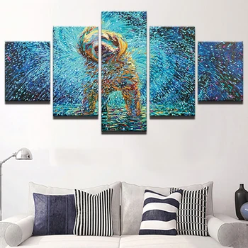 

HD Printed 5 Pieces Abstract Animal Dog Canvas Painting For Living Room Poster Modern Home Wall Art Frame Decor Pictures