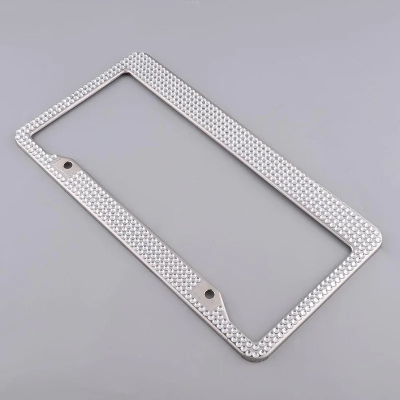 Stainless Steel Metal Noble Luxury Bling Crystal Number License Plate Frame