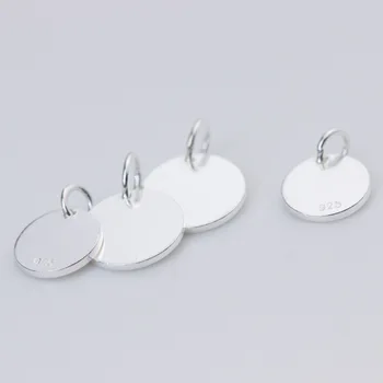 

UQBing Simple 10MM 12MM Glossy Round Coin 925 Sterling Silver Charms Pendant Women DIY Jewelry Findings Wholesale
