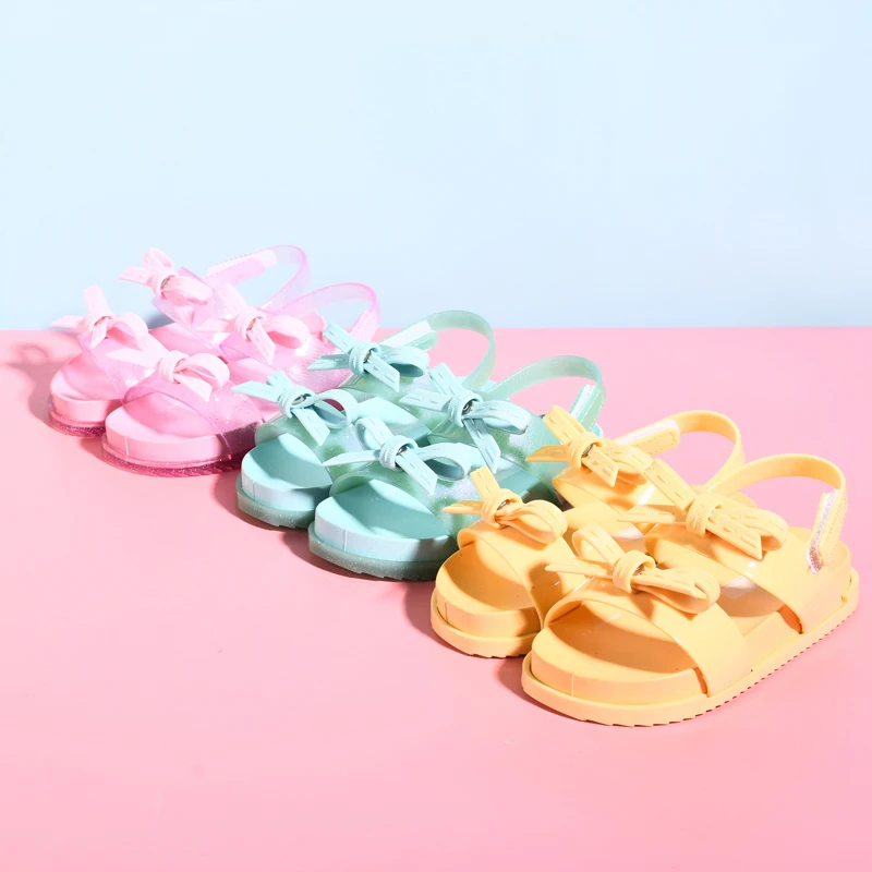 Mini Melissa/ г. Космические сандалии прозрачные сандалии для девочек босоножки для девочки принцессы с бантом детская пляжная обувь Нескользящая детская мини Melissa Baby