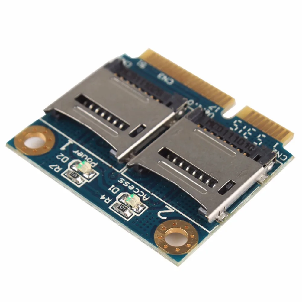 Двойной TF Micro SD карты для Mini PCI E Express + половина кронштейн адаптер чтения памяти