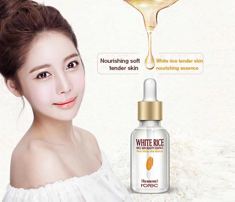 

HOREC White Rice Whitening Serum Face Moisturizing Cream Anti Wrinkle Anti Aging Face Fine Lines Acne Treatment Skin Care 15ml