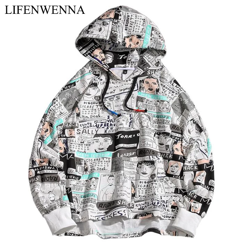 

New Fashion Style Men's Sweatshirt 2019 Spring Casual Letter Print Hoodies Mens Hoodies Hip Hop Hooded Sweatshirts Plus Size 5XL
