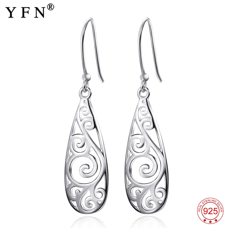 

925 Sterling Silver Filigree Teardrop Earring Fashion Silver Jewelry Silver Drop Earrings For Women Drop Earring Brincos GNE9376