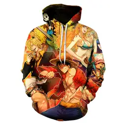 Осень Одна деталь Луффи дизайн толстовка с капюшоном Для мужчин хип-хоп 3D принт Симпатичные Тони Чоппер Пуловер с рисунками из