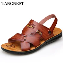Tangnest/летние мужские классические сандалии-гладиаторы; Летние повседневные сандалии без застежки; пляжные шлепанцы в римском стиле; нескользящая Мужская обувь; XML241