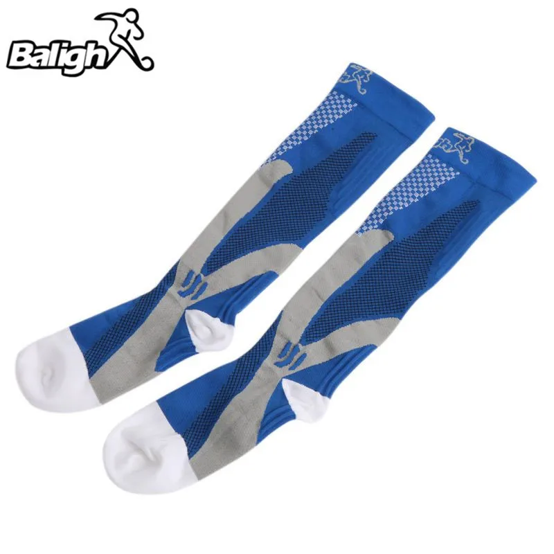 Balight бренд Мужская Для мужчин женщина ноги Поддержка стрейч Магия сжатия носки Спорт на открытом воздухе запуск Футбол - Цвет: Blue L XL